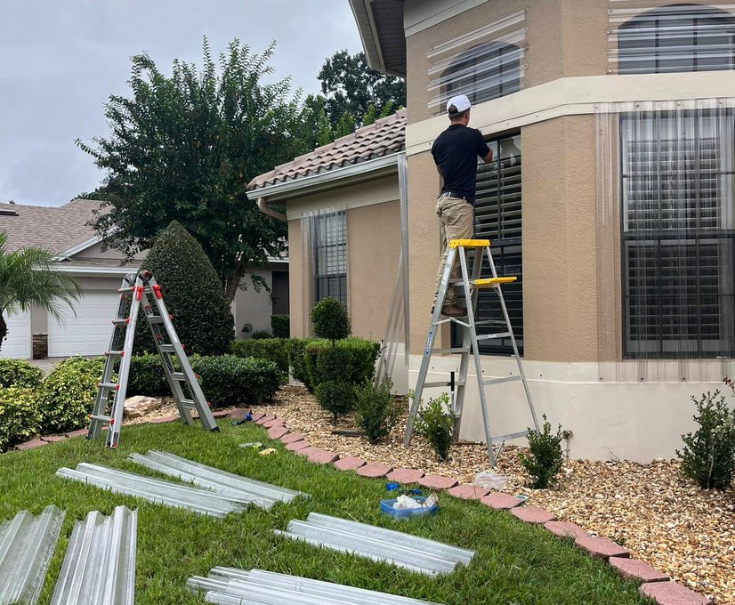 Outdoor holiday lighting installed on residential home