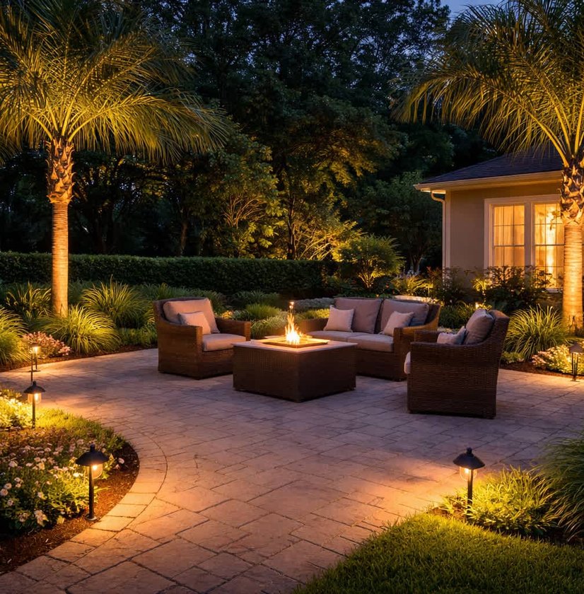 Outdoor holiday lighting installed on residential home