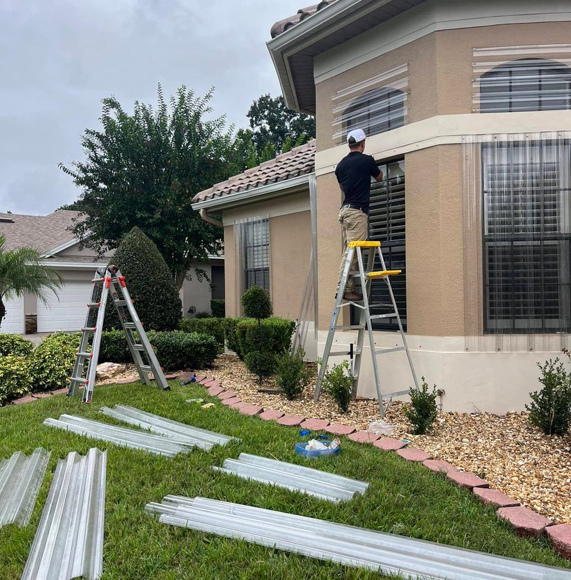 Outdoor holiday lighting installed on residential home