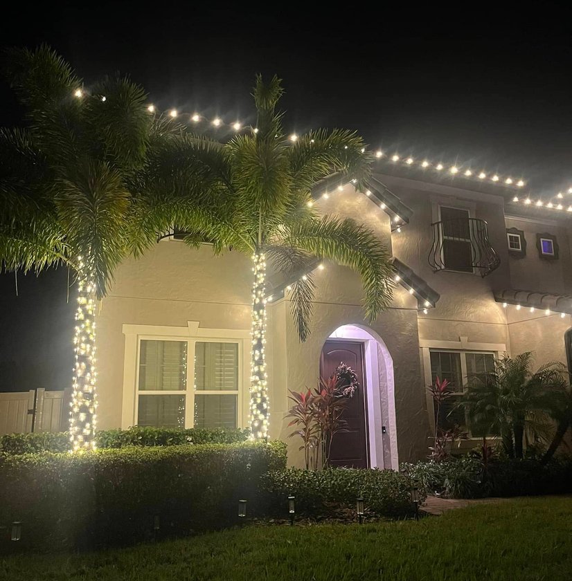 Outdoor lighting highlighting home exterior