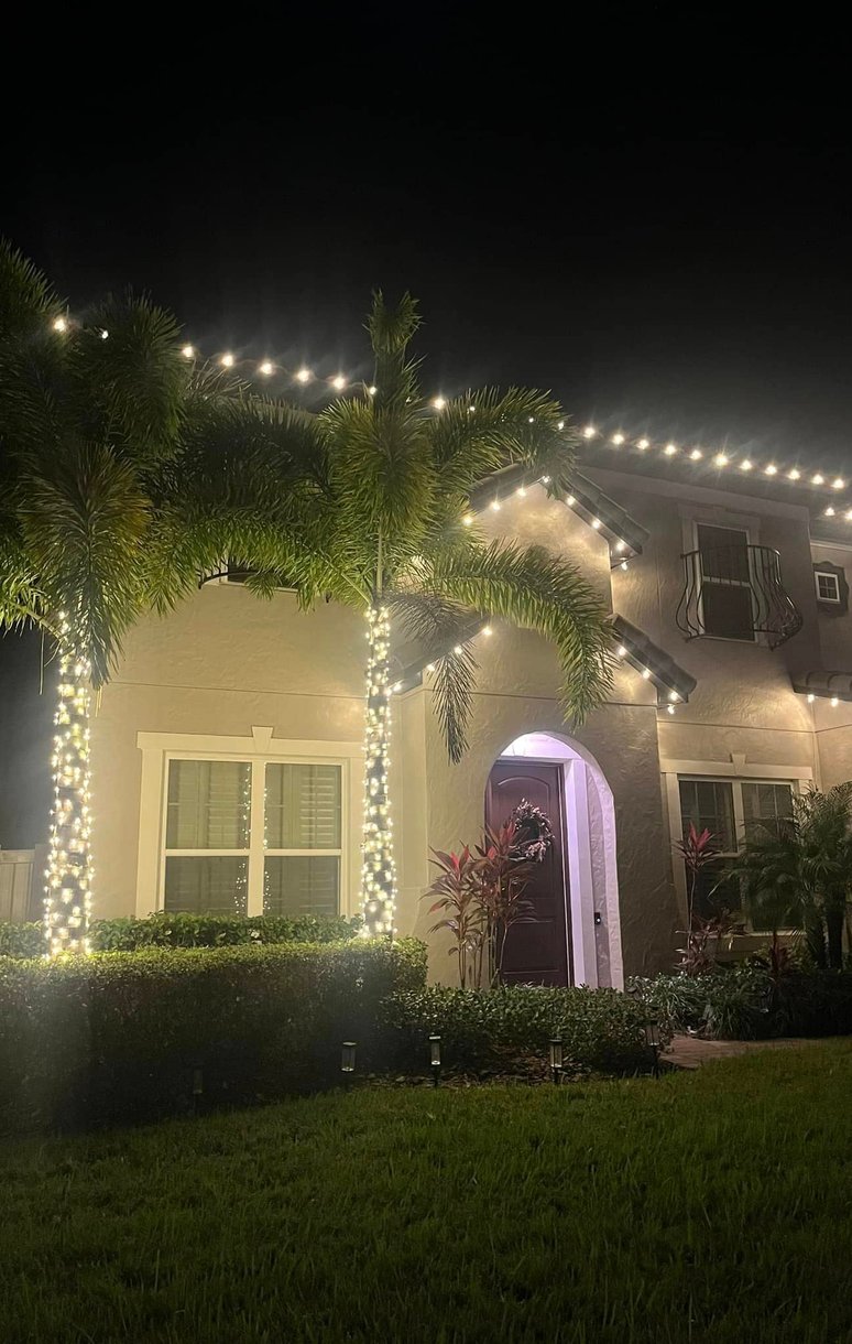 Outdoor lighting highlighting home exterior