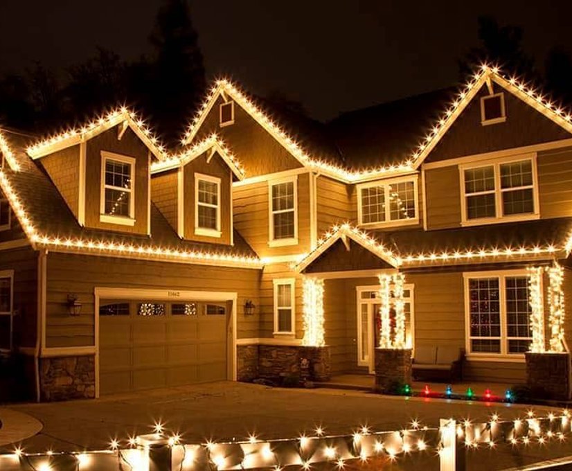 Permanent holiday lights on large home